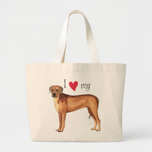 Ik hou van mijn Rhodezische Ridgeback Grote Tote Bag
