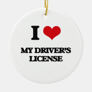Ik hou van mijn rijbewijs keramisch ornament
