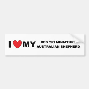 Ik hou van mijn rode Tri Mini Aussie Bumpersticker
