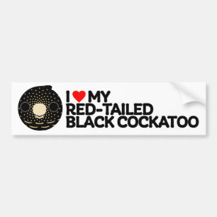 IK HOU VAN MIJN ROODSTAART ZWARTE COCKATOO - VROUW BUMPERSTICKER