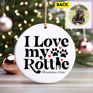 Ik hou van mijn Rottie Rottweiler-hond Aangepaste Keramisch Ornament