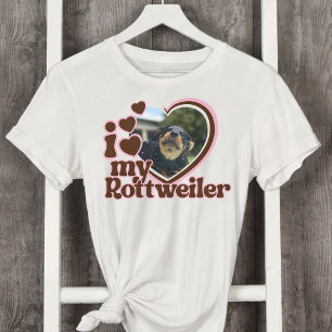 Ik hou van mijn Rottweiler Custom Pink Heart Foto T-shirt