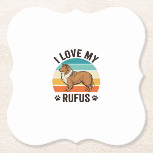 Ik hou van mijn Rufus vintage hondenontwerp_1 Kartonnen Onderzetters