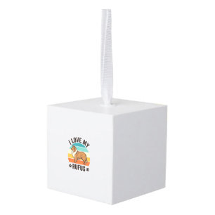 Ik hou van mijn Rufus Vintage-hondenontwerp_1 Kubus Ornament