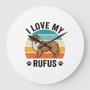 Ik hou van mijn Rufus Vintage-hondontwerp_1 Grote Klok