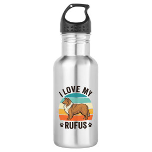 Ik hou van mijn Rufus Vintage-hondontwerp_1 Waterfles