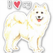 Ik hou van mijn Samoyed Vinyl Sticker (Voorkant)