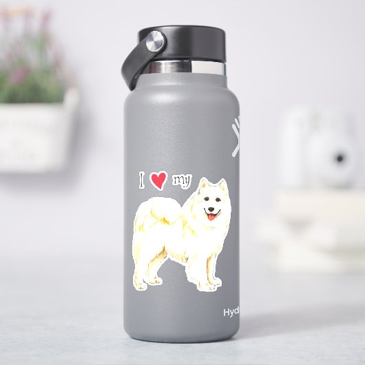Ik hou van mijn Samoyed Vinyl Sticker (HydroFlask)