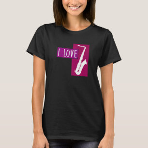 Ik hou van mijn saxofone moderne saxophone t-shirt