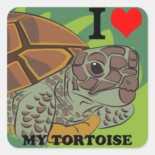 Ik hou van mijn schildpad vierkante Sticker (Voorkant)