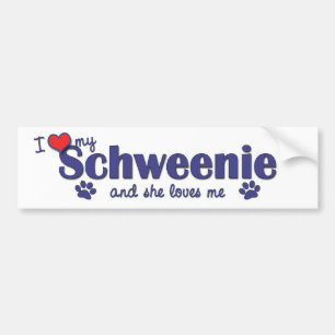 Ik hou van mijn schweenie (Vrouw Dog) Bumpersticker