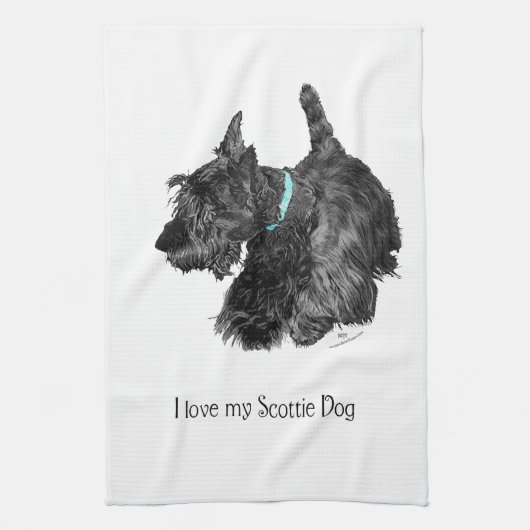 Ik hou van mijn Scottie-hond Theedoek (Verticaal)