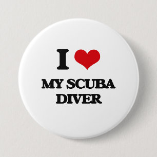 Ik hou van mijn scuba-duiker ronde button 7,6 cm