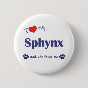 Ik hou van mijn sfonynx (Vrouw kat) Ronde Button 5,7 Cm