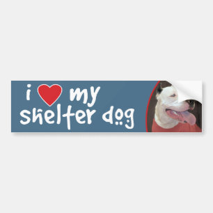 Ik hou van mijn Shelter Dog-Pitbull Bumpersticker/ Bumpersticker