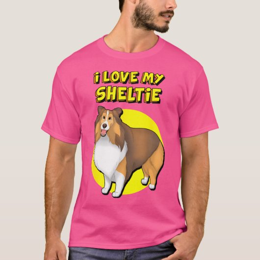 Ik hou van mijn Sheltie Sable White Shetland Sheep T-shirt (Voorkant)
