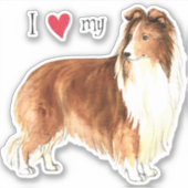 Ik hou van mijn Sheltie Vinyl Sticker (Voorkant)