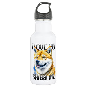 Ik hou van mijn Shiba Inu   Eigenaar hond Waterfles