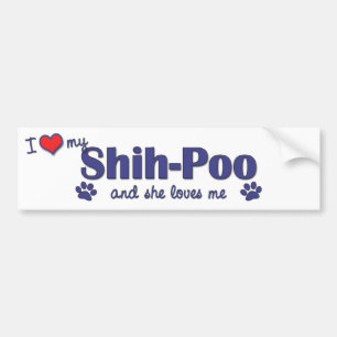 Ik hou van mijn Shih-Poo (vrouwelijke hond) Bumpersticker