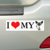 Ik hou van mijn Siamese Cat Bumpersticker (Op auto)