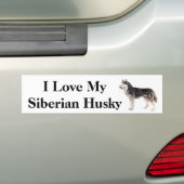 Ik hou van mijn Siberian Husky Bumpersticker (Op auto)