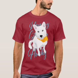 Ik hou van mijn Siberian Husky White sneeuwhond me T-shirt