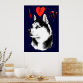 Ik hou van mijn Siberisch Husky Poster (Keuken)