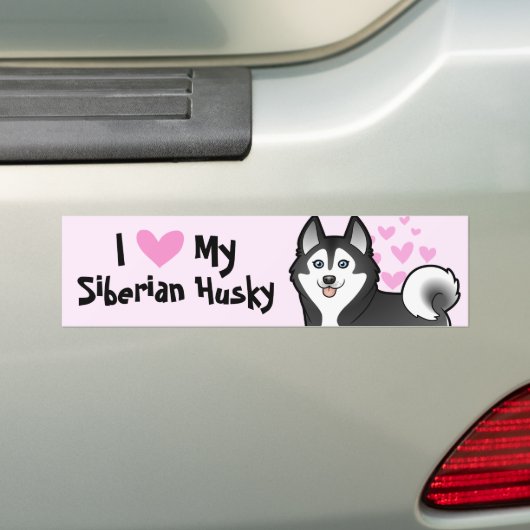 Ik hou van mijn Siberische Husky / Alaskan Malamut Bumpersticker (Op auto)