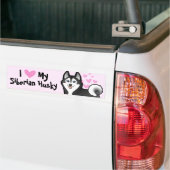 Ik hou van mijn Siberische Husky / Alaskan Malamut Bumpersticker (Op Truck)