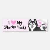 Ik hou van mijn Siberische Husky / Alaskan Malamut Bumpersticker (Voorkant)