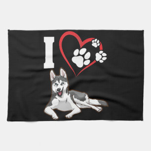 Ik hou van mijn siberische husky hond Home Decor Theedoek