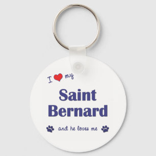 Ik hou van mijn Sint Bernard (Male Dog) Sleutelhanger
