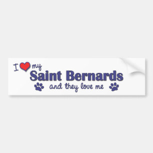 Ik hou van mijn Sint Bernards (meervoudige Honden) Bumpersticker