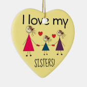 Ik hou van mijn SISTERS Cute Heart Shaped Keramisch Ornament (Rechts)