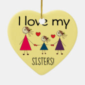 Ik hou van mijn SISTERS Cute Heart Shaped Keramisch Ornament (Achterkant)