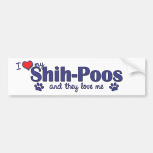 Ik hou van mijn sjiieten-poos (meerdere honden) bumpersticker