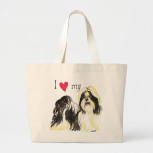 Ik hou van mijn sjiitische Tzu Grote Tote Bag