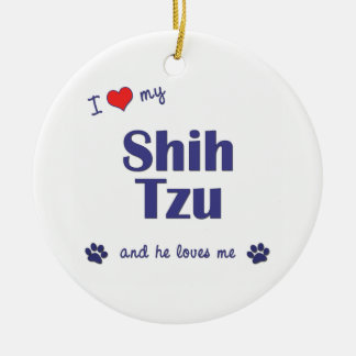 Ik hou van mijn sjiitische Tzu (mannelijke hond) Keramisch Ornament