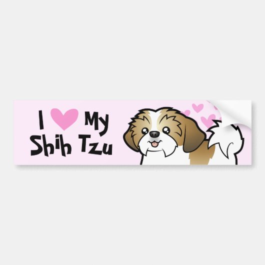 Ik hou van mijn sjiitische Tzu (puppy cut) Bumpersticker (Voorkant)