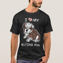 Ik hou van mijn smeltende hond, Engelse Bulldog Pu