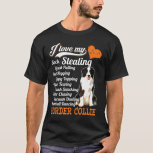 Ik hou van mijn Sock Stealing-Leash Border Colli T-shirt