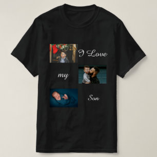 Ik hou van mijn Son Custom 3 Foto Collage T-Shirt