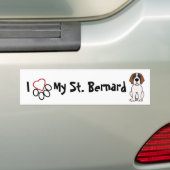 Ik hou van mijn St. Bernard Bumpersticker (Op auto)