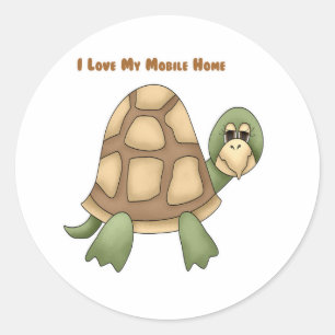 Ik hou van mijn stacaravan schildpad ronde sticker