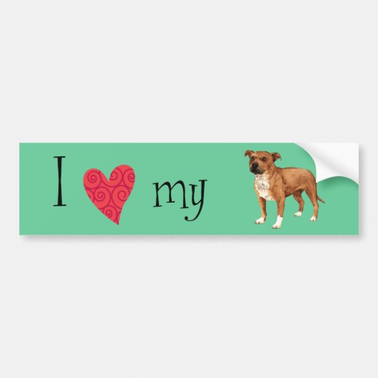 Ik hou van mijn Staffordshire Bull Terrier Bumpersticker (Voorkant)