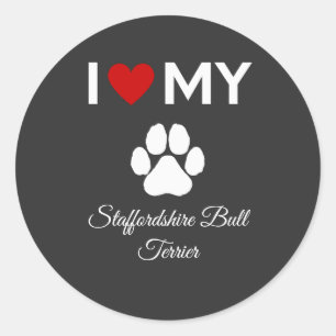 Ik hou van mijn Staffordshire Bull Terrier hond op Ronde Sticker