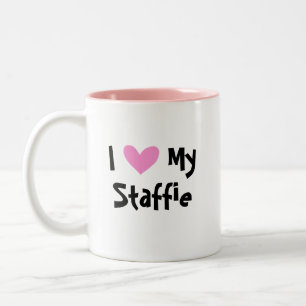 Ik hou van mijn Staffordshire Bull Terrier Tweekleurige Koffiemok