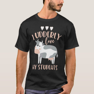 Ik hou van mijn student koe leraar terug naar scho t-shirt