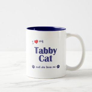 Ik hou van mijn tablet (Vrouw kat) Tweekleurige Koffiemok
