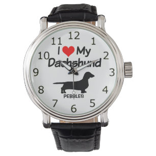Ik hou van mijn teckel hond silhouet horloge